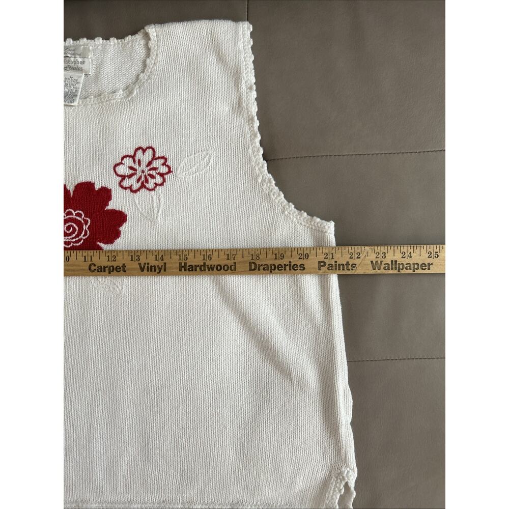 Christopher & Banks Women's L White Hand Embroidered Floral Tank Top - Picture 6 of 14